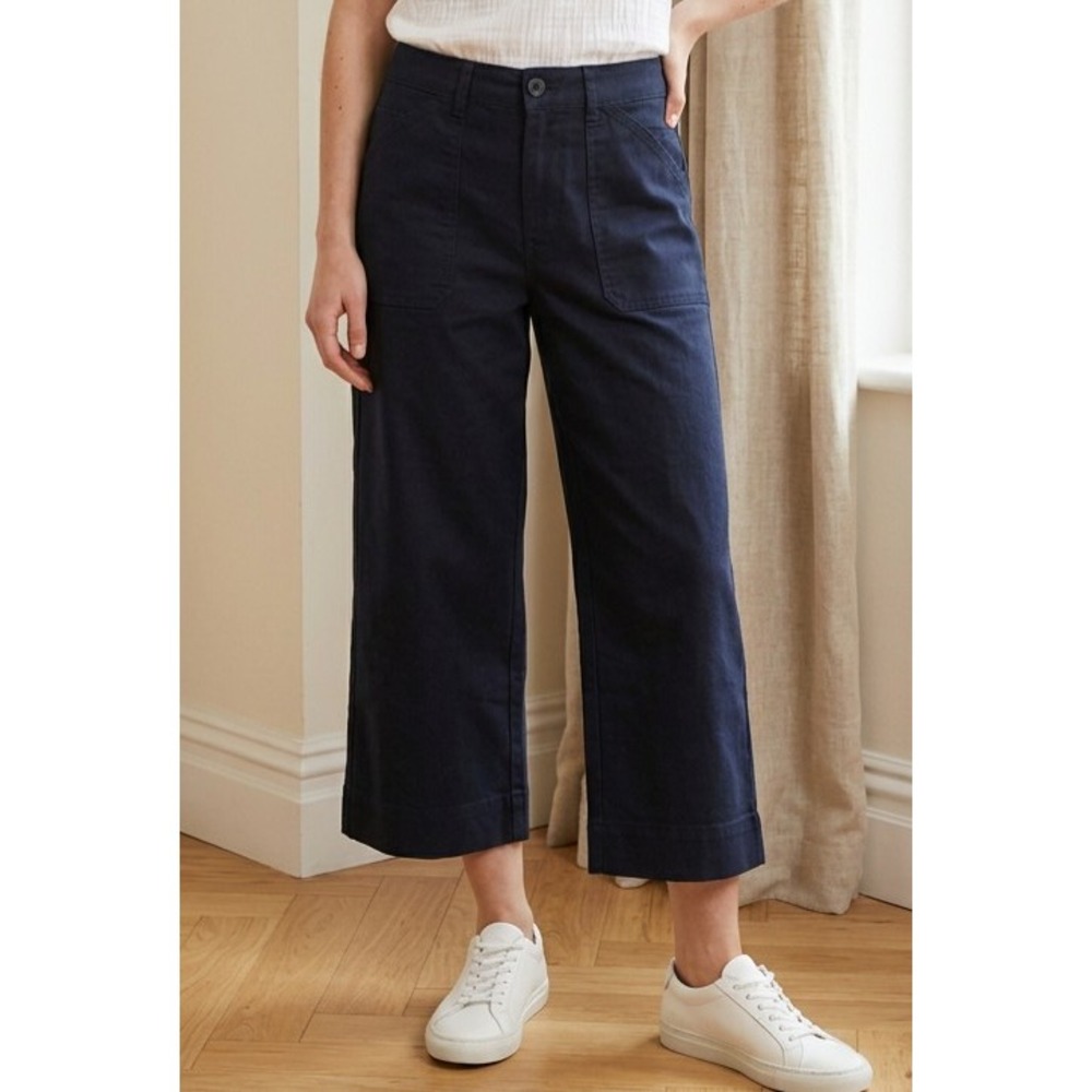 Chico's SZ 1.5/M/10 Black Wide Leg Cropped Casual Stretch Utility Pocket Pants